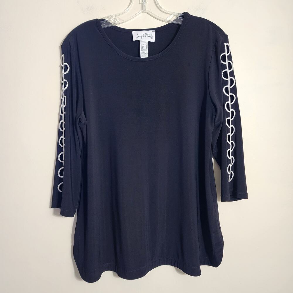 Joseph‎ Ribkoff tee style 201259 black keyhole 3/4 sleeve shirt woman's size 10 - Picture 8 of 8